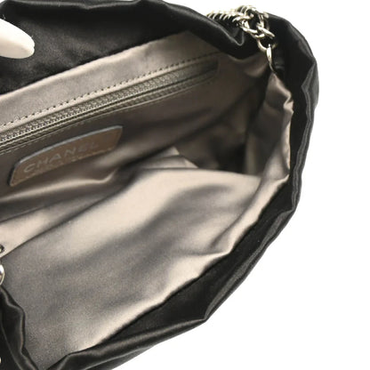 Chanel 2006-2008 Black Satin Bow Mademoiselle Lock Shoulder Bag