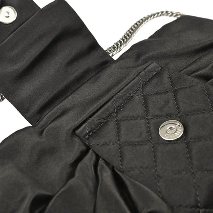 Chanel 2006-2008 Black Satin Bow Mademoiselle Lock Shoulder Bag