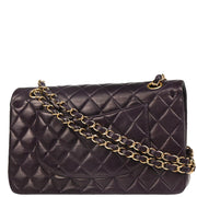 Chanel 2002-2003 Purple Lambskin Medium Classic Double Flap Shoulder Bag