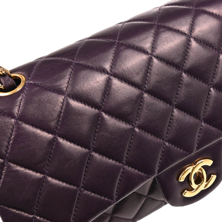 Chanel 2002-2003 Purple Lambskin Medium Classic Double Flap Shoulder Bag