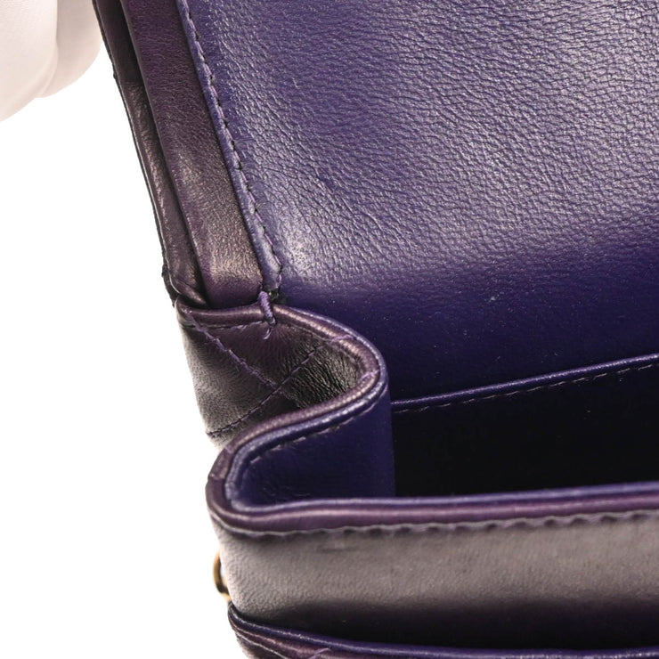 Chanel 2002-2003 Purple Lambskin Medium Classic Double Flap Shoulder Bag