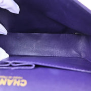 Chanel 2002-2003 Purple Lambskin Medium Classic Double Flap Shoulder Bag