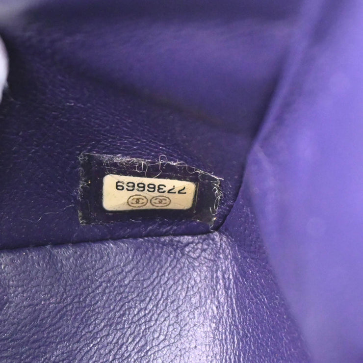 Chanel 2002-2003 Purple Lambskin Medium Classic Double Flap Shoulder Bag
