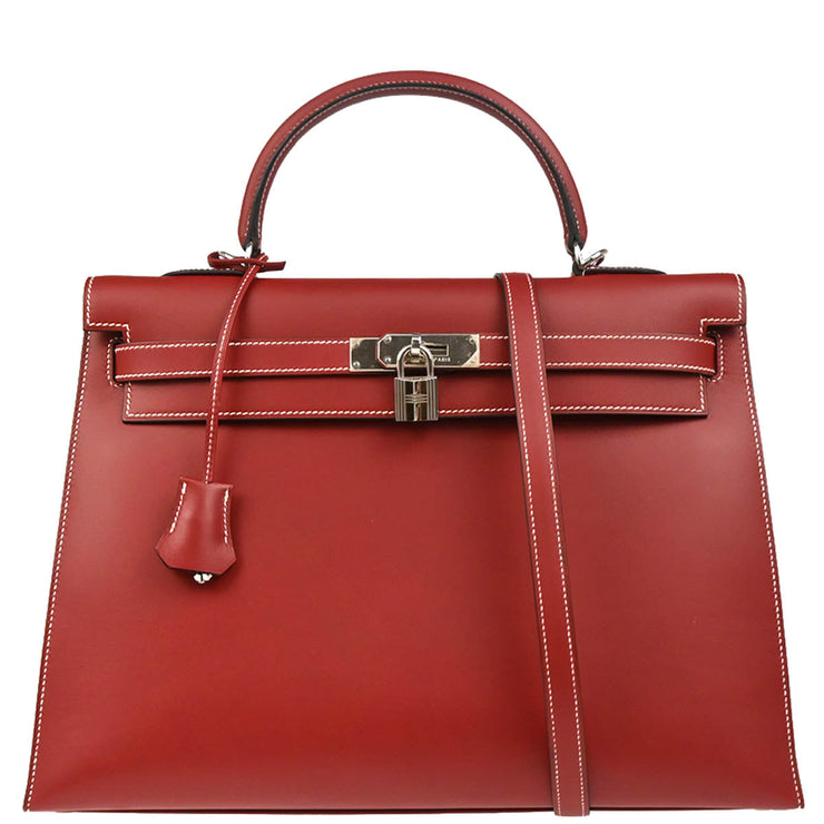 Hermes Chamonix Rouge H Kelly 35 Sellier 2way Shoulder Handbag