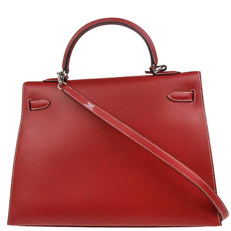 Hermes Chamonix Rouge H Kelly 35 Sellier 2way Shoulder Handbag