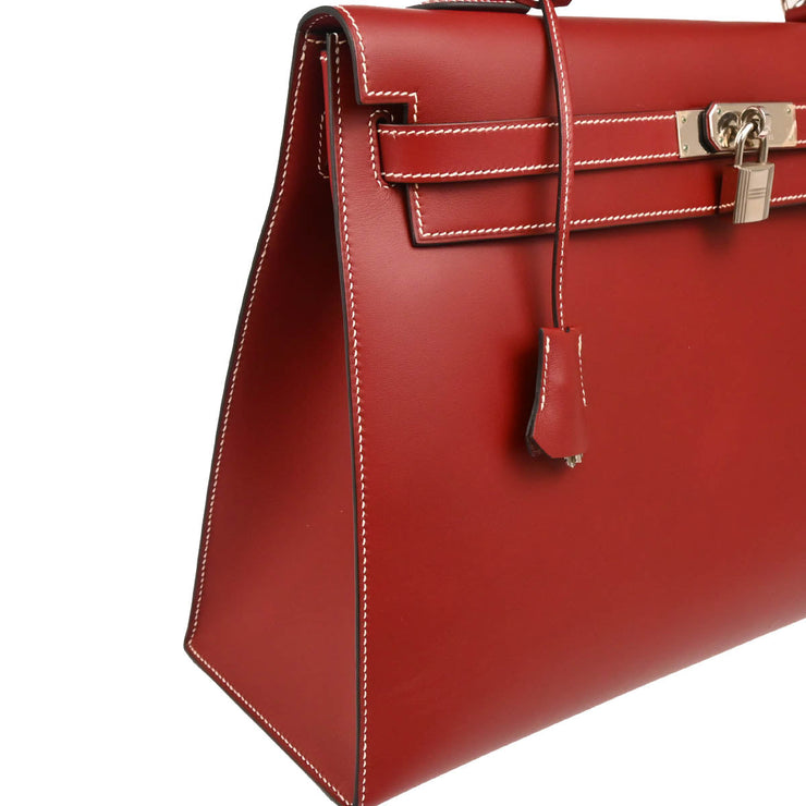 Hermes Chamonix Rouge H Kelly 35 Sellier 2way Shoulder Handbag