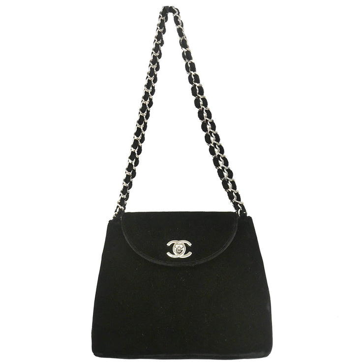 Chanel 1996-1997 Black Velvet Handbag