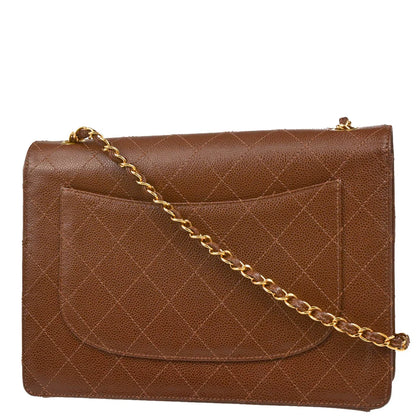Chanel 1997-1999 Brown Caviar Jumbo Classic Flap Bag