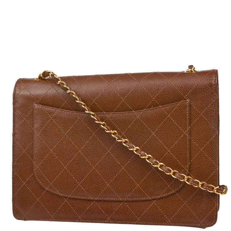 Chanel 1997-1999 Brown Caviar Jumbo Classic Flap Bag