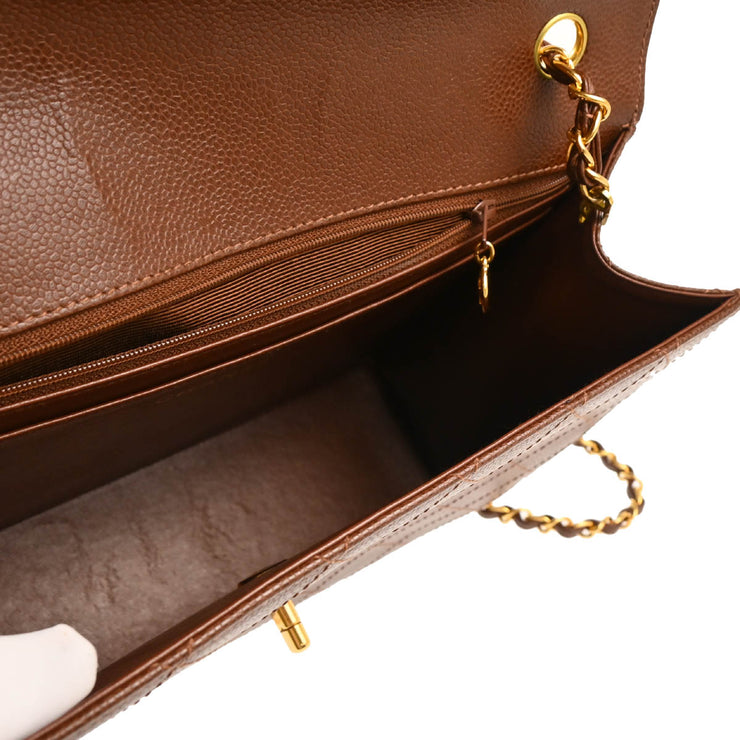 Chanel 1997-1999 Brown Caviar Jumbo Classic Flap Bag