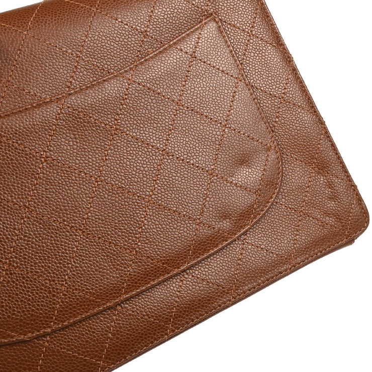 Chanel 1997-1999 Brown Caviar Jumbo Classic Flap Bag