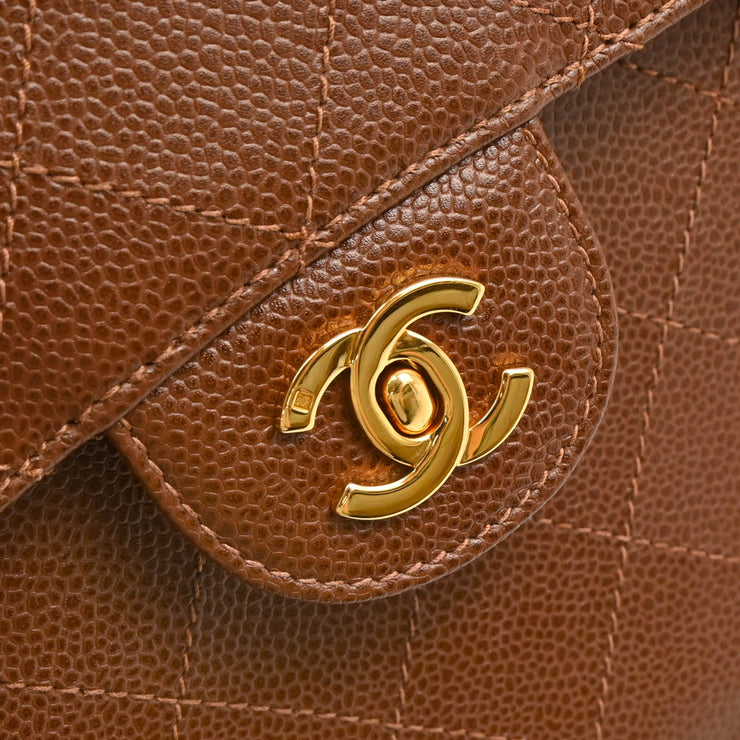 Chanel 1997-1999 Brown Caviar Jumbo Classic Flap Bag
