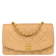 Chanel 1994-1996Beige Caviar Medium Diana Shoulder Bag