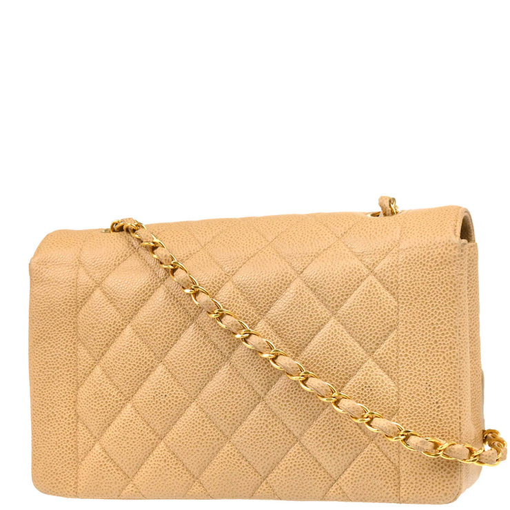 Chanel 1994-1996Beige Caviar Medium Diana Shoulder Bag