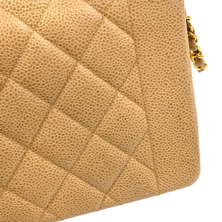 Chanel 1994-1996Beige Caviar Medium Diana Shoulder Bag