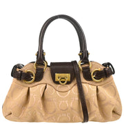 Salvatore Ferragamo Beige Canvas Gancini 2way Shoulder Handbag