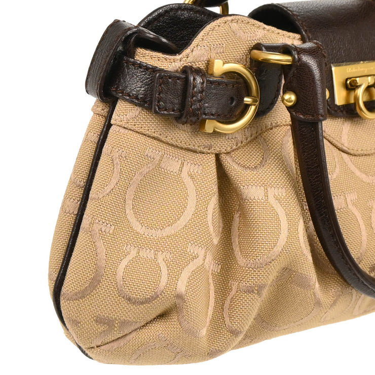 Salvatore Ferragamo Beige Canvas Gancini 2way Shoulder Handbag