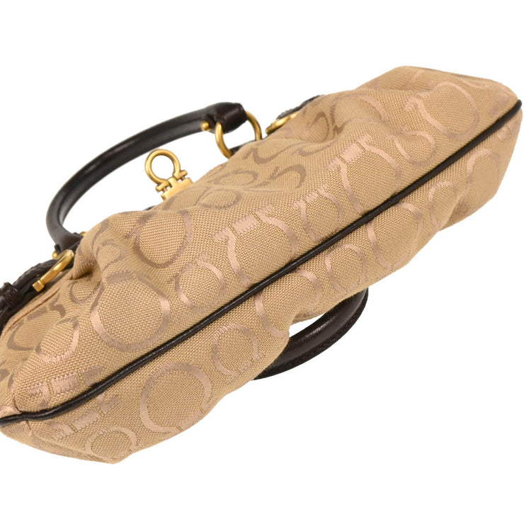 Salvatore Ferragamo Beige Canvas Gancini 2way Shoulder Handbag