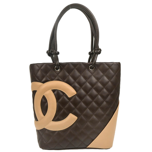Chanel 2004-2005 Brown Calfskin Cambon Ligne Tote Handbag