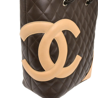 Chanel 2004-2005 Brown Calfskin Cambon Ligne Tote Handbag