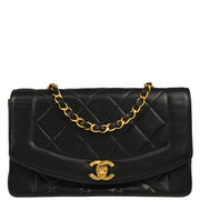 Chanel 1991-1994 Black Lambskin Small Diana Shoulder Bag