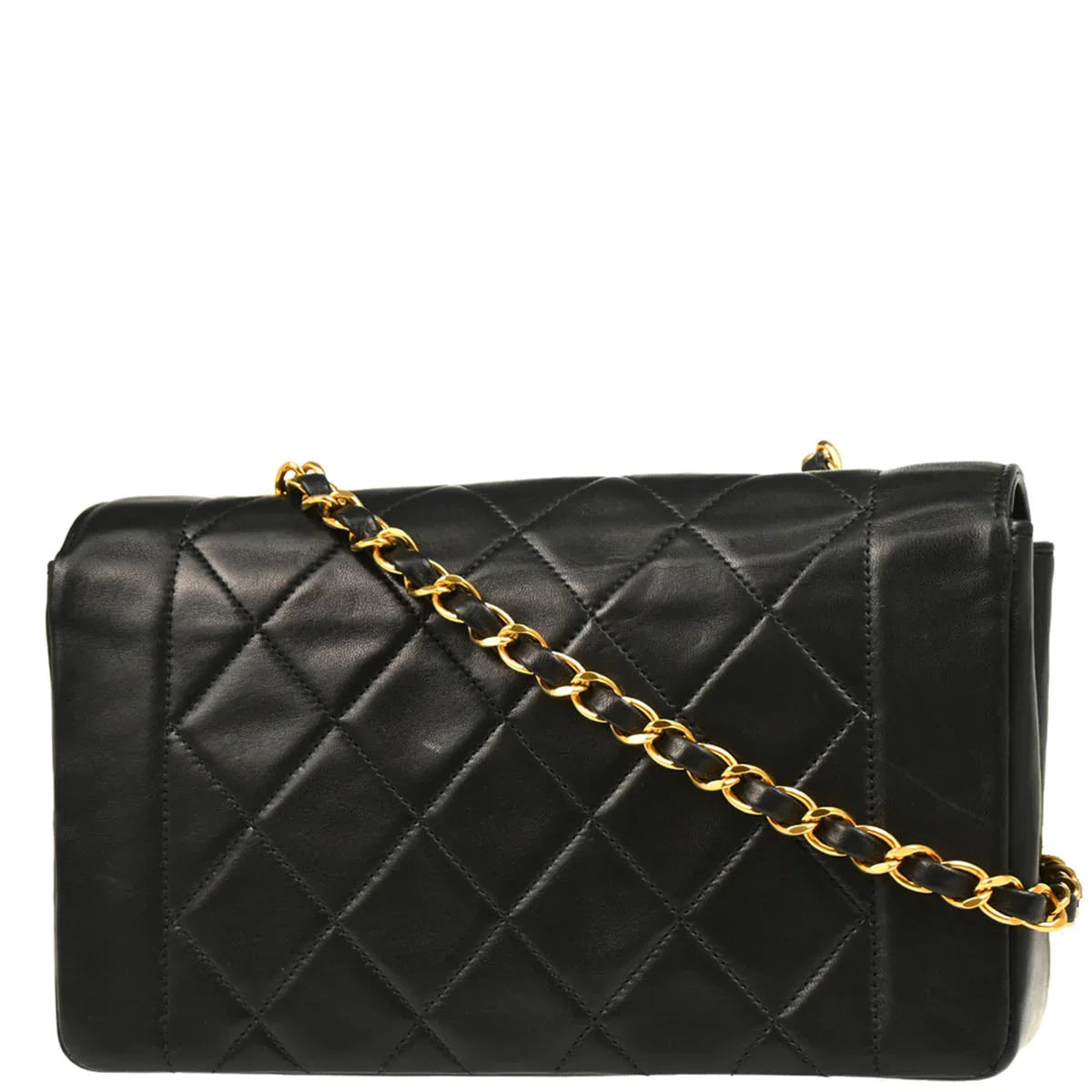 Chanel 1991-1994 Black Lambskin Small Diana Shoulder Bag
