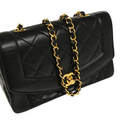 Chanel 1991-1994 Black Lambskin Small Diana Shoulder Bag