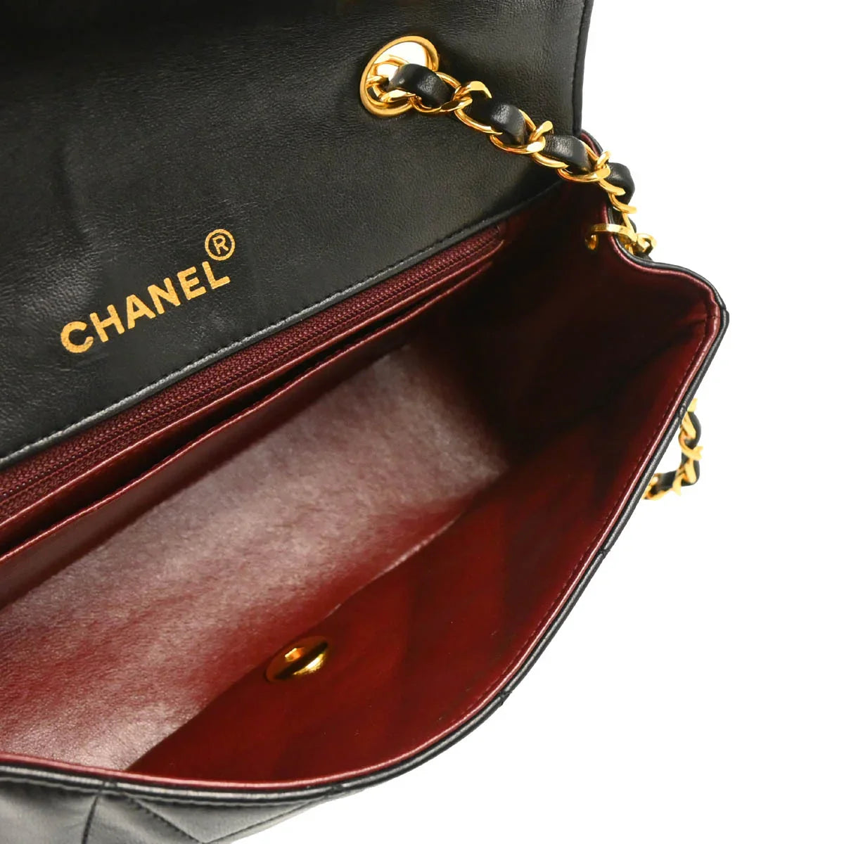 Chanel 1991-1994 Black Lambskin Small Diana Shoulder Bag