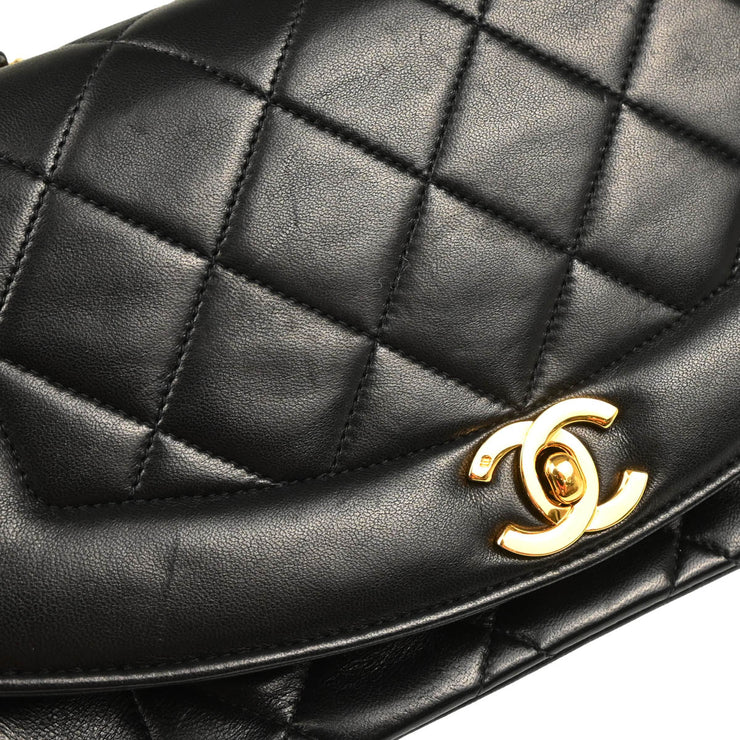 Chanel 1991-1994 Black Lambskin Small Diana Shoulder Bag