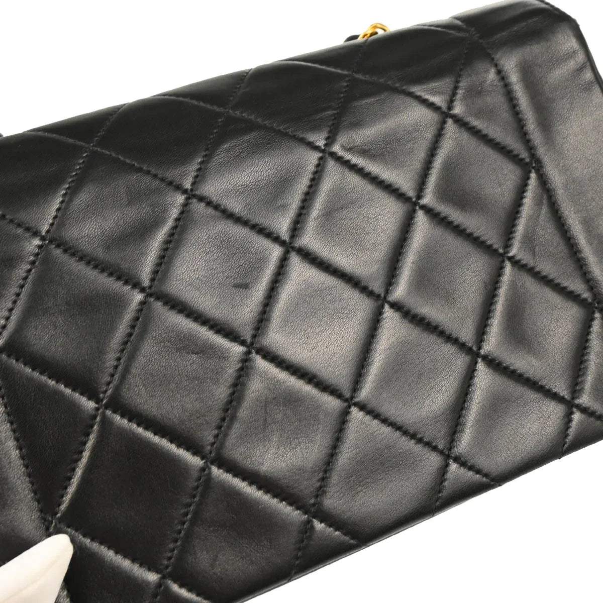 Chanel 1991-1994 Black Lambskin Small Diana Shoulder Bag