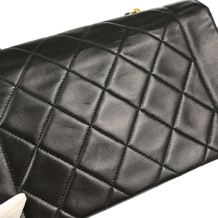 Chanel 1991-1994 Black Lambskin Small Diana Shoulder Bag