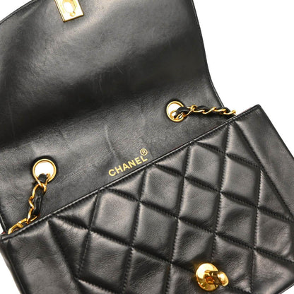 Chanel 1991-1994 Black Lambskin Small Diana Shoulder Bag