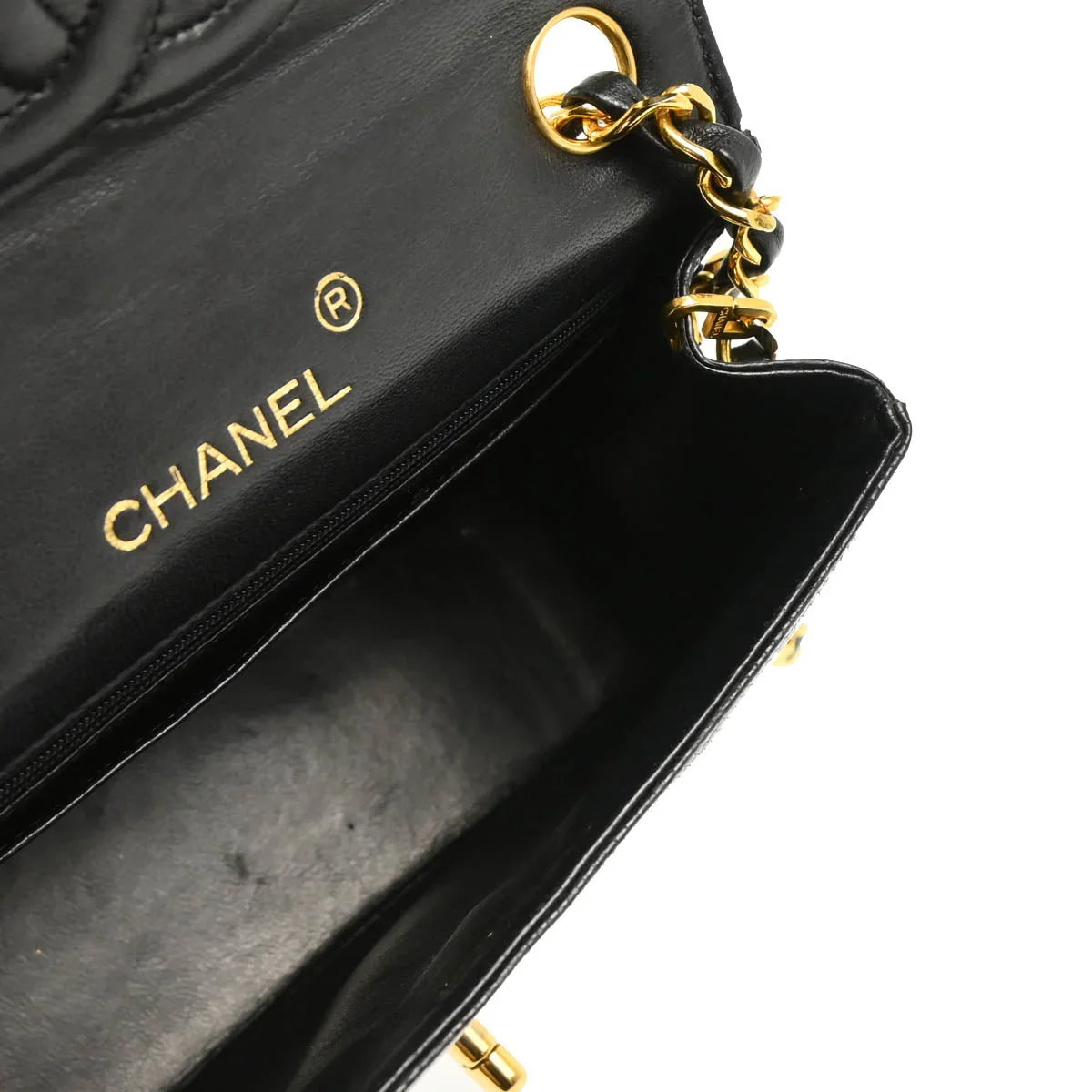 Chanel * 1986-1988 Black Lizard Mini Classic Square Flap Shoulder Bag