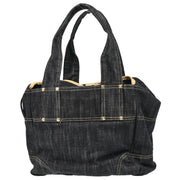 Chanel 1989-1991 Navy Sparkling Denim Tote Handbag