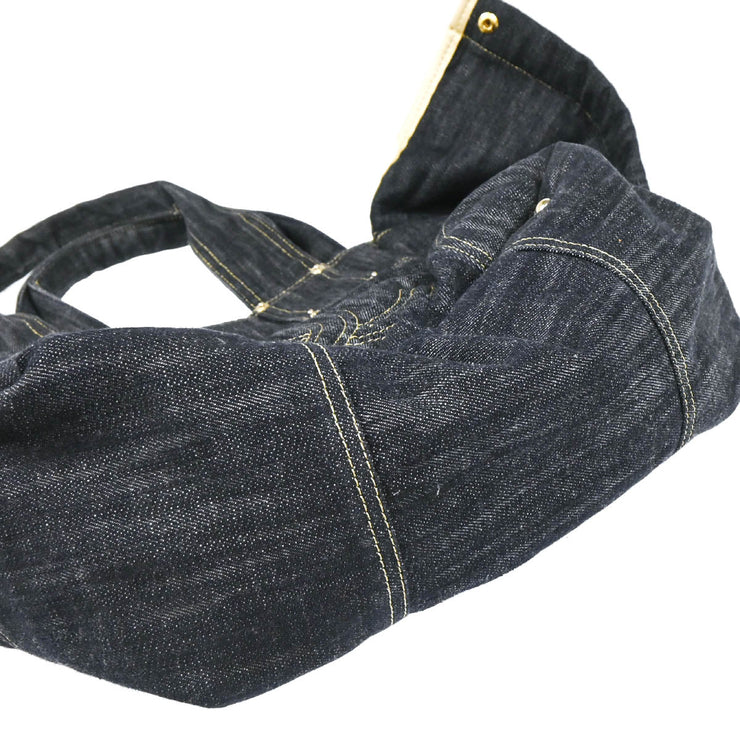Chanel 1989-1991 Navy Sparkling Denim Tote Handbag