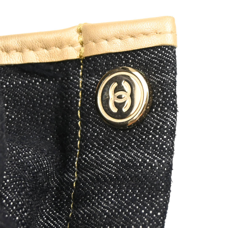 Chanel 1989-1991 Navy Sparkling Denim Tote Handbag