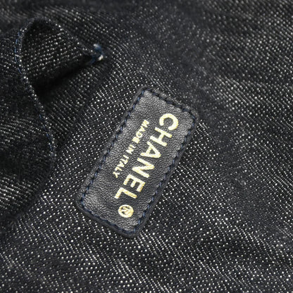 Chanel 1989-1991 Navy Sparkling Denim Tote Handbag