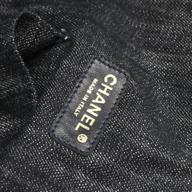 Chanel 1989-1991 Navy Sparkling Denim Tote Handbag