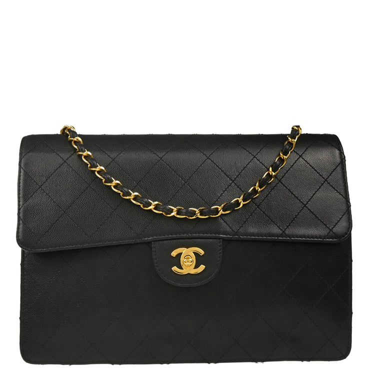 Chanel 1997-1999 Black Caviar Jumbo Classic Flap Bag