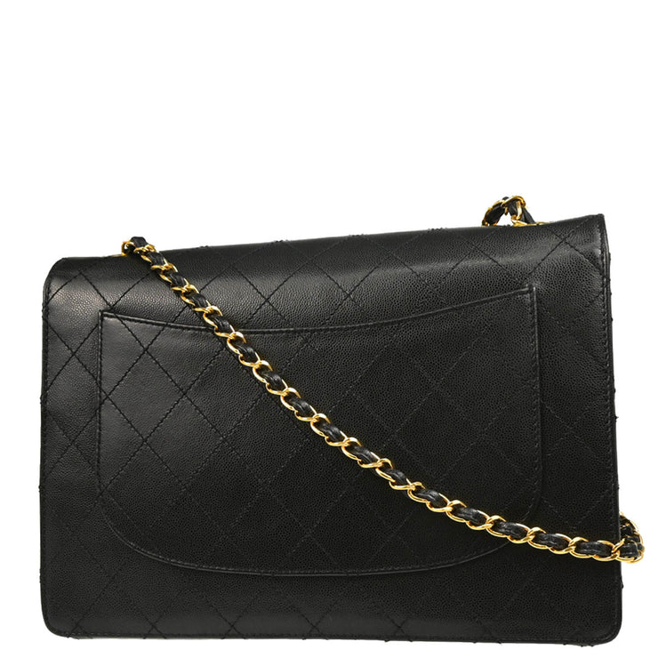 Chanel 1997-1999 Black Caviar Jumbo Classic Flap Bag