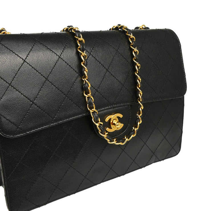 Chanel 1997-1999 Black Caviar Jumbo Classic Flap Bag