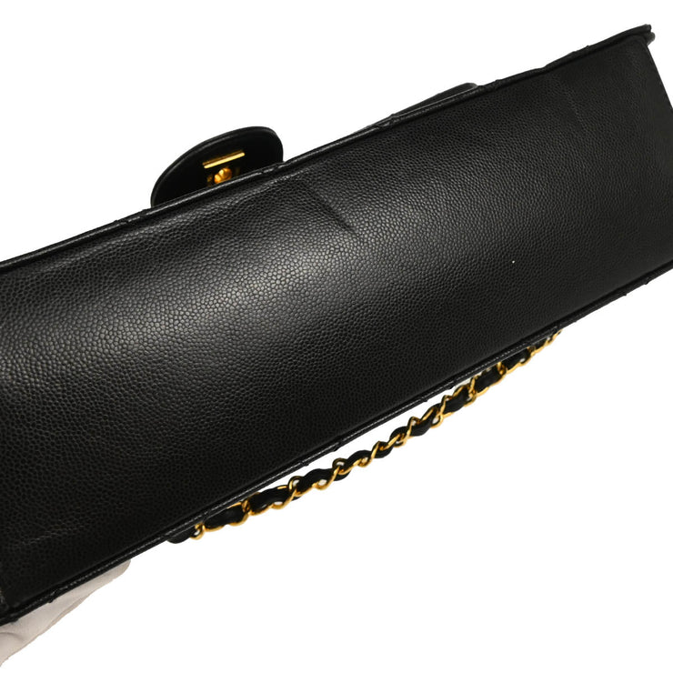 Chanel 1997-1999 Black Caviar Jumbo Classic Flap Bag