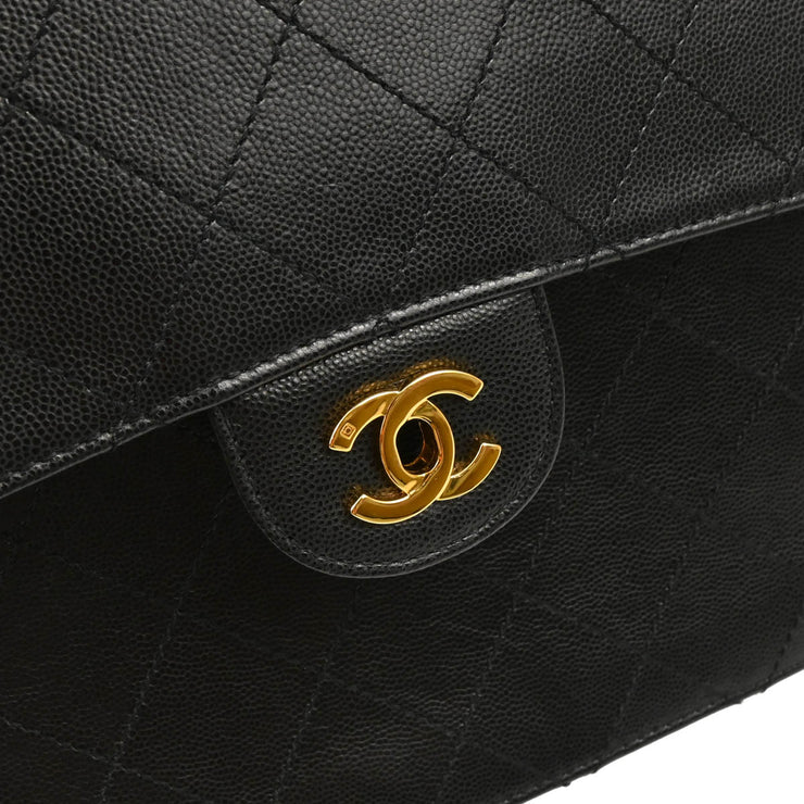 Chanel 1997-1999 Black Caviar Jumbo Classic Flap Bag