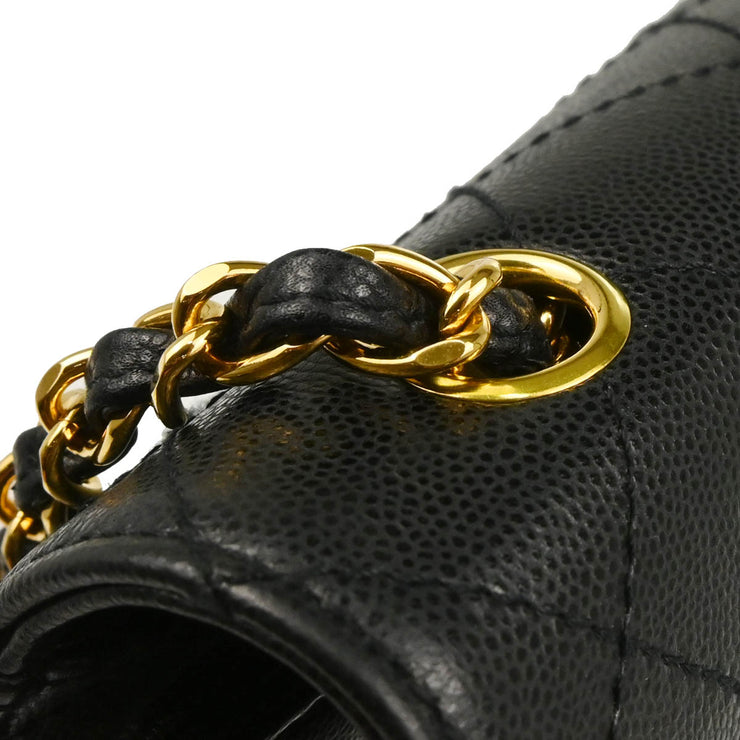 Chanel 1997-1999 Black Caviar Jumbo Classic Flap Bag