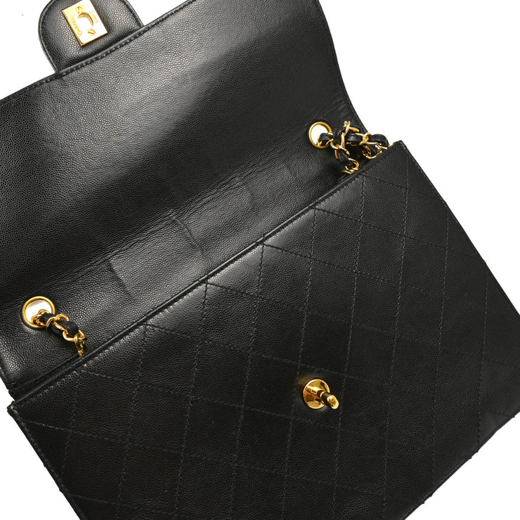 Chanel 1997-1999 Black Caviar Jumbo Classic Flap Bag