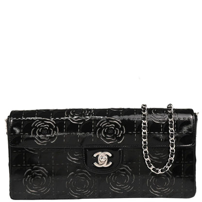 Chanel 2001-2003 Patent Leather Camellia Cutout East West Bag