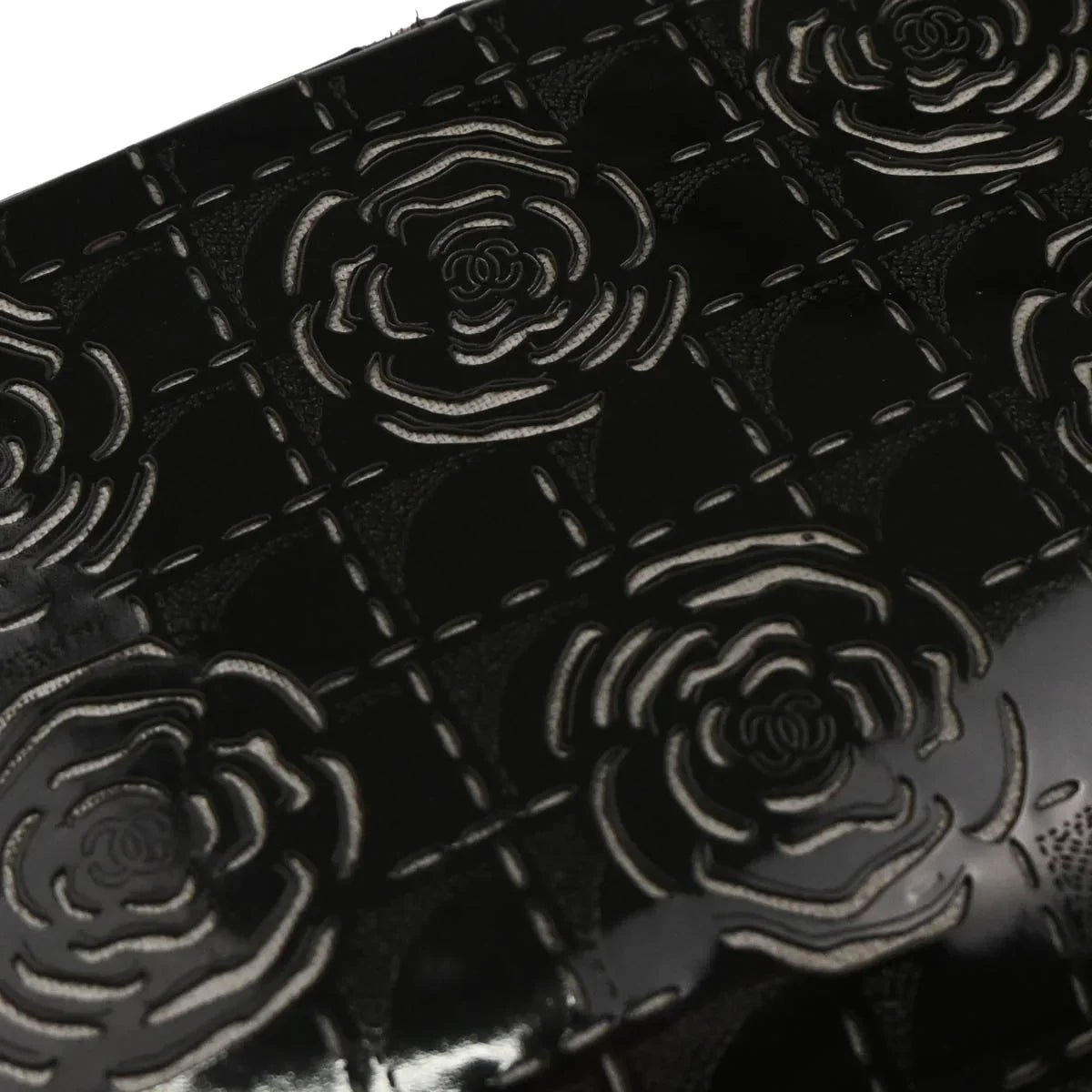 Chanel 2001-2003 Patent Leather Camellia Cutout East West Bag