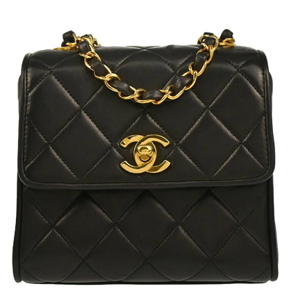 Chanel 1991-1994 Black Lambskin Shoulder Bag