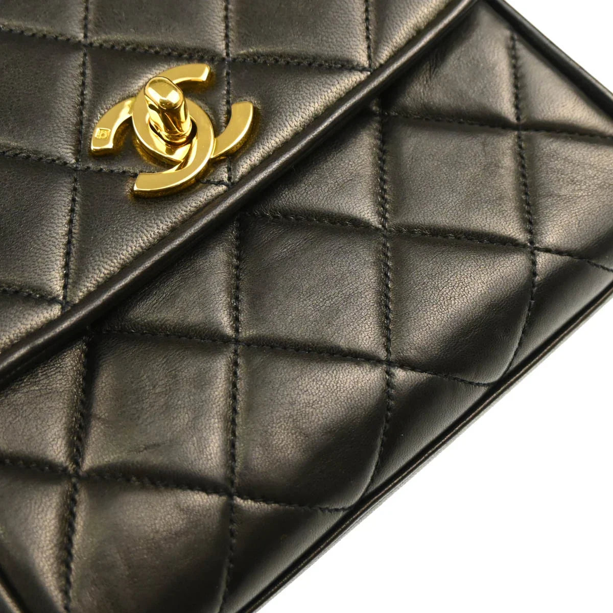 Chanel 1991-1994 Black Lambskin Shoulder Bag