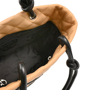 Chanel 2005-2006 Beige Black Calfskin Cambon Ligne Tote Handbag